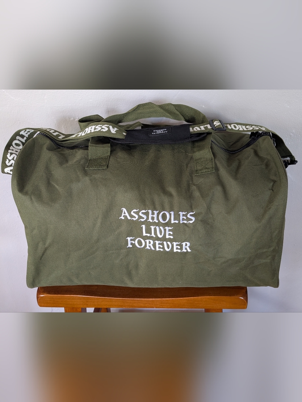 Assholes Live Forever "Emotional Baggage" Duffel Bag - Olive Green